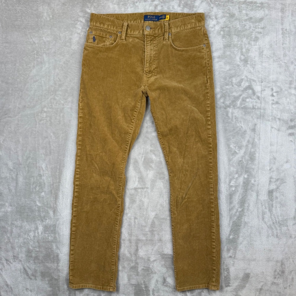 Polo Ralph Lauren Varick Slim Straight Corduroy Pants Mens 30/30 Tan Brown - Picture 2 of 16